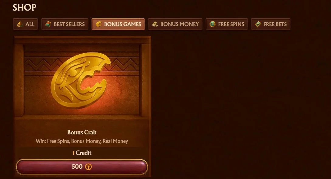 μπόνους καβούρι στο κατάστημα amunra casino